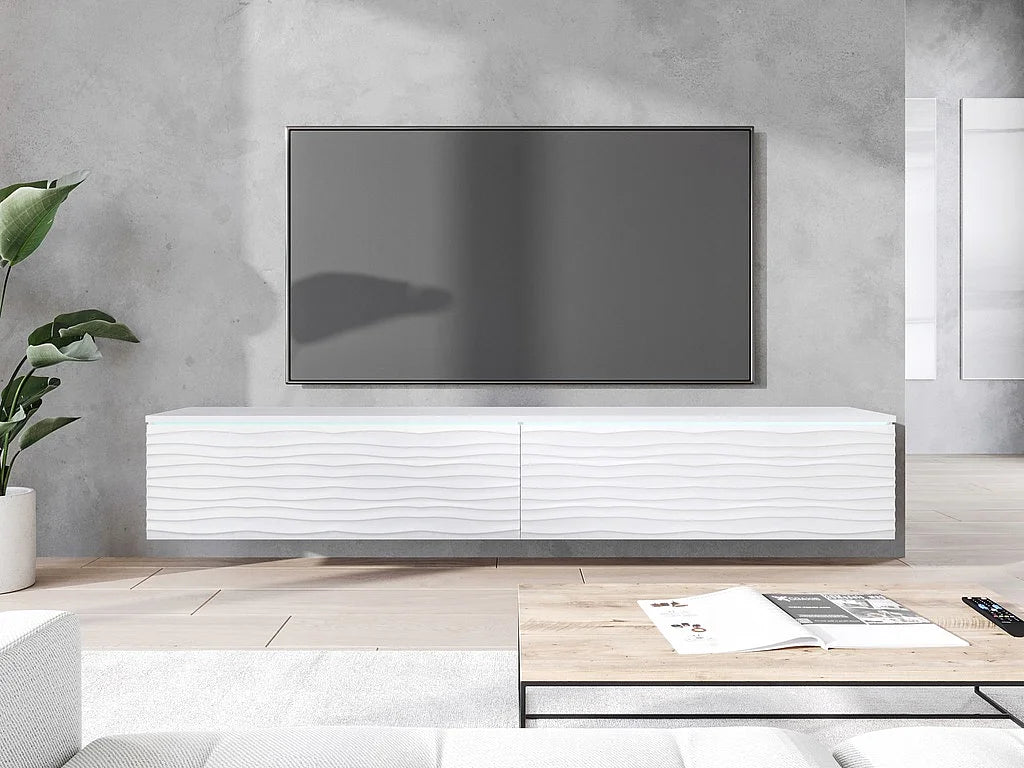 Meuble TV en Bois Blanc 180 cm - LAUREN MEBLE BE vue 6