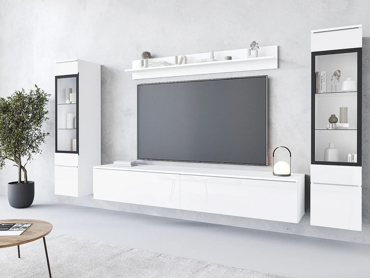 Meuble TV en Bois Blanc 240 cm Industriel - LAUREN MEBLE BE vue 2