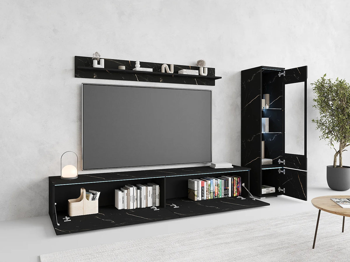 Meuble TV Suspendu en Bois - SEBASTIAN vue 3