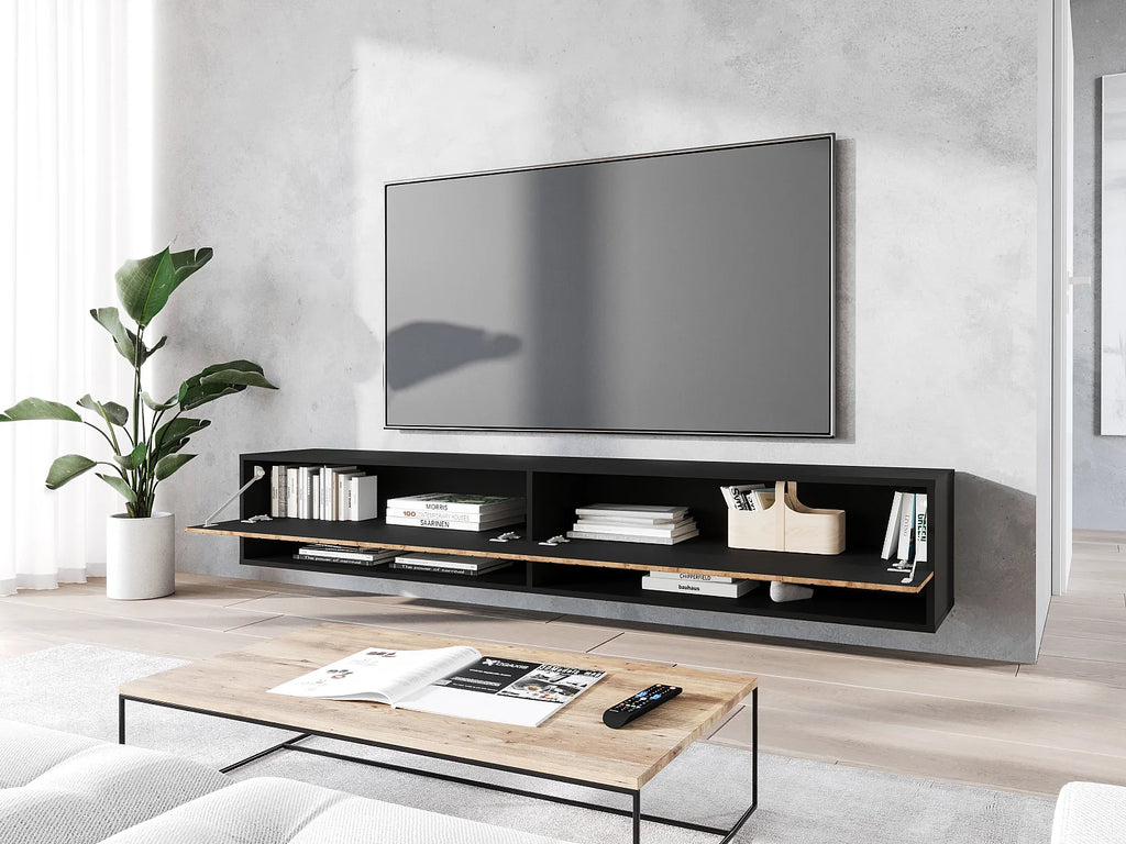 Meuble TV Suspendu Noir - LAUREN MEBLE BE vue 4