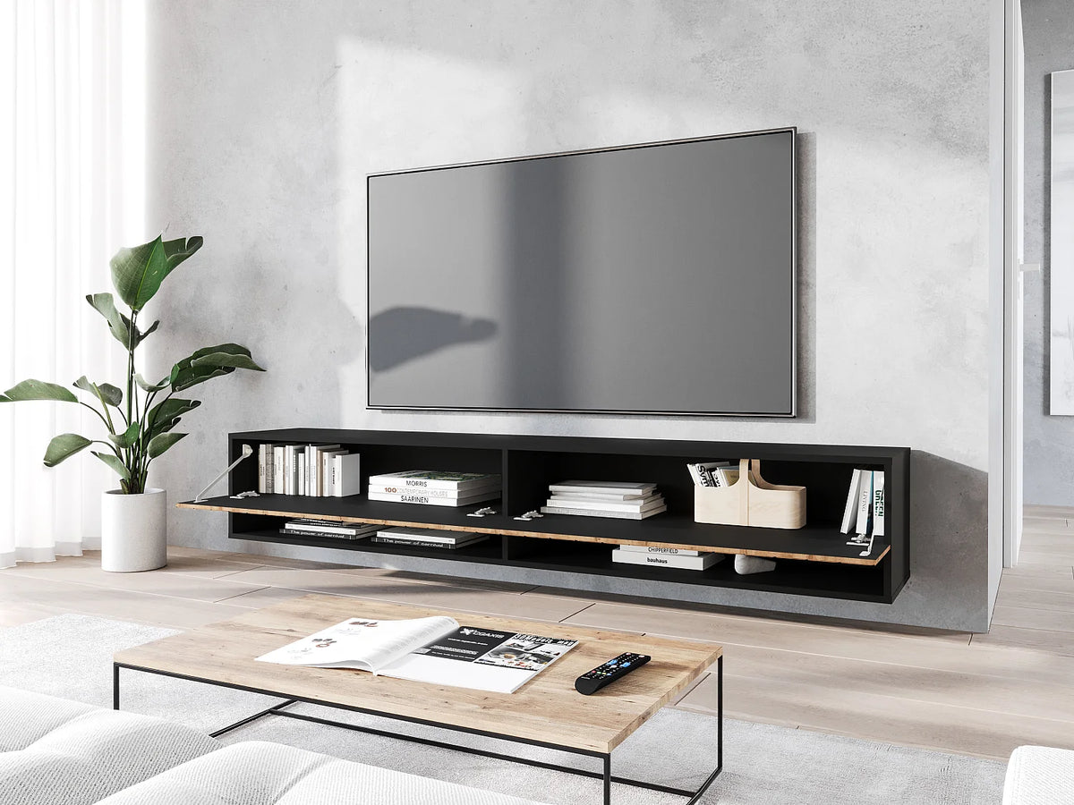 Meuble TV Suspendu Noir - LAUREN MEBLE BE vue 4