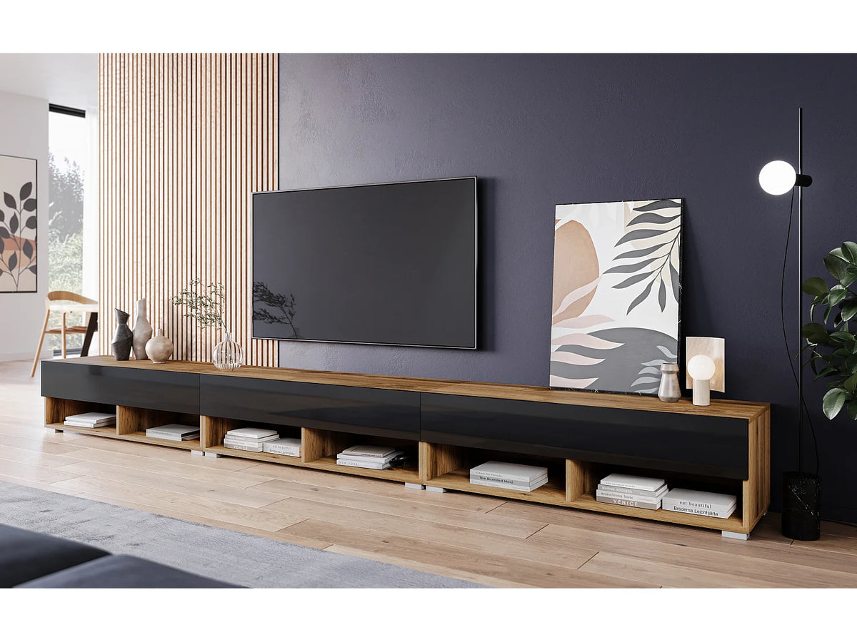 Meuble TV Suspendu Noir 300 cm - LAUREN MEBLE BE vue 2