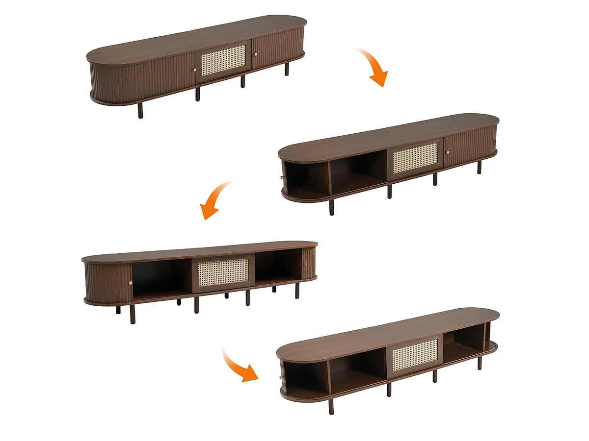 Meuble TV Bas en Bois 180 cm 2 Portes - MODERNLUXE vue 7