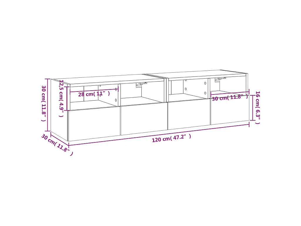 Meuble TV Suspendu 120 cm Marron - VIDAXL vue 3