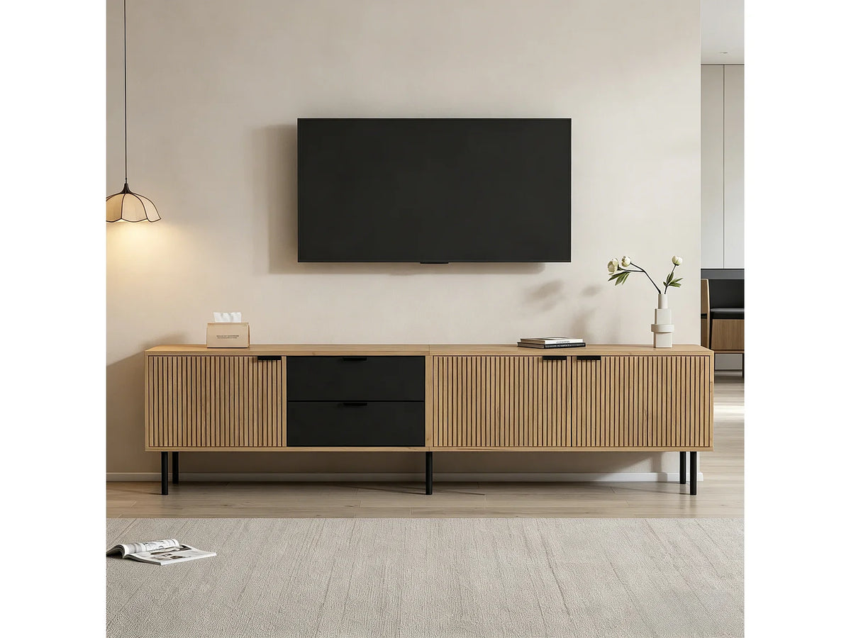Meuble TV en Bois Noir 208 cm - MODERNLUXE vue 2