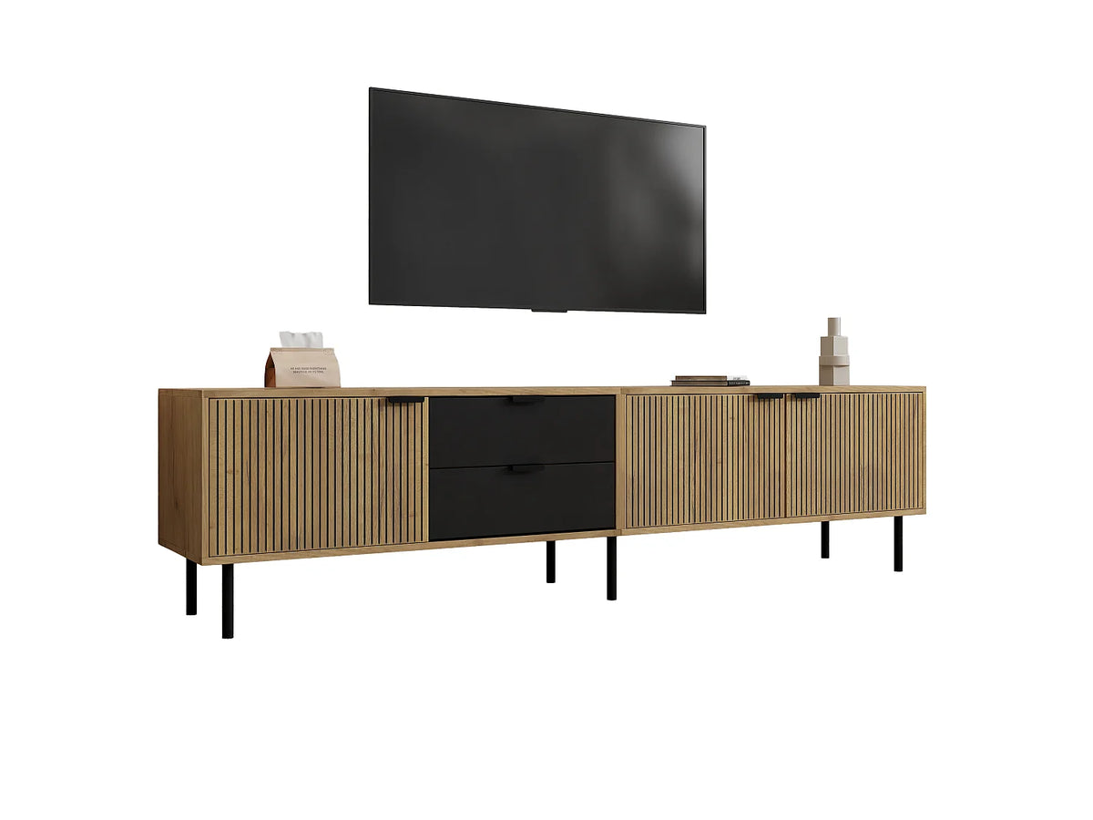 Meuble TV en Bois Noir 208 cm - MODERNLUXE vue 6