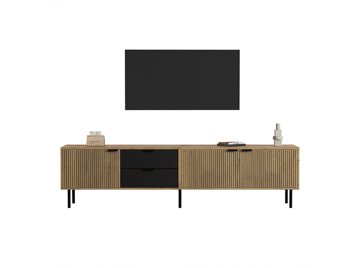 Meuble TV en Bois Noir 208 cm - MODERNLUXE vue 7