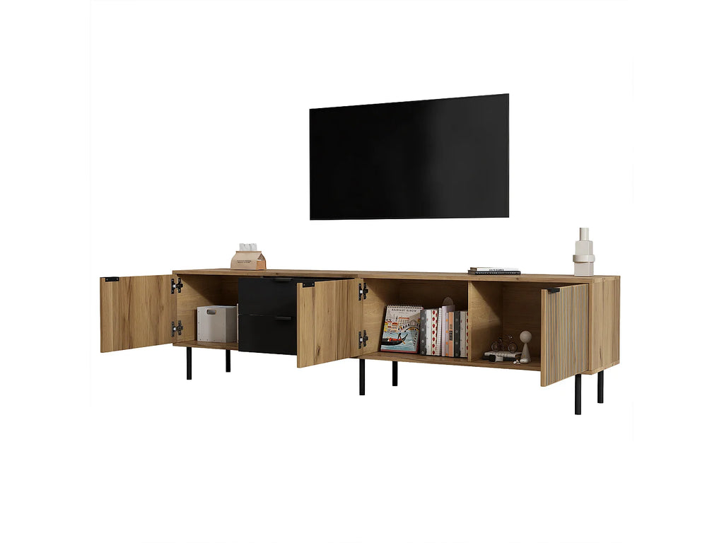 Meuble TV en Bois Noir 208 cm - MODERNLUXE vue 8