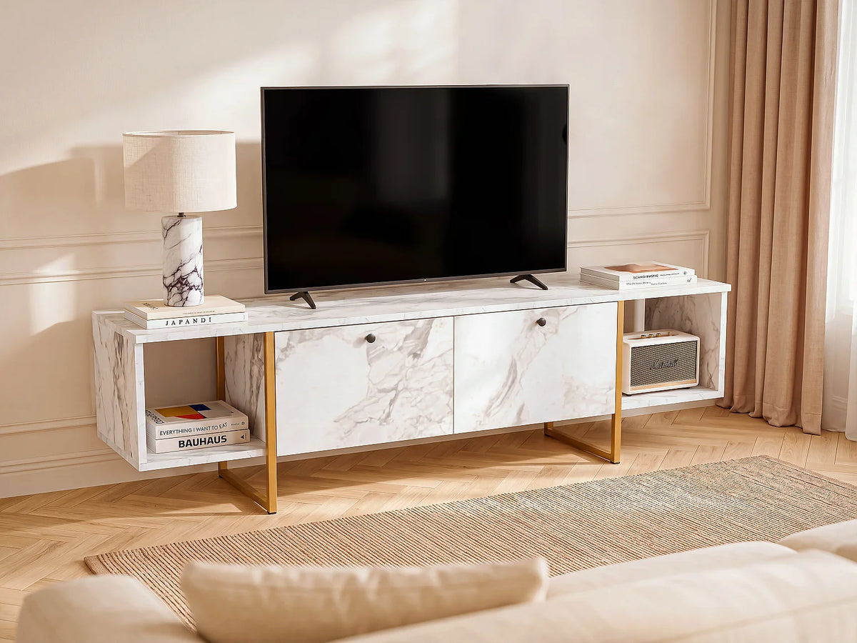 Meuble TV en Bois Blanc - DERANA