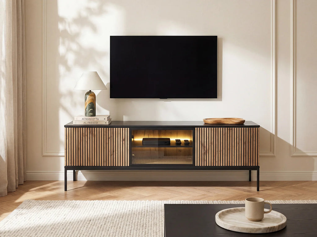 Meuble TV en Bois Noir 153 cm - OVILA