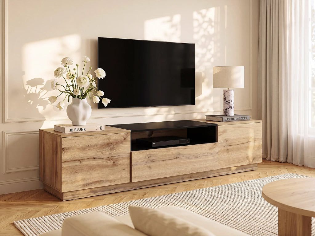 Meuble TV en Bois Noir - CEMILINA
