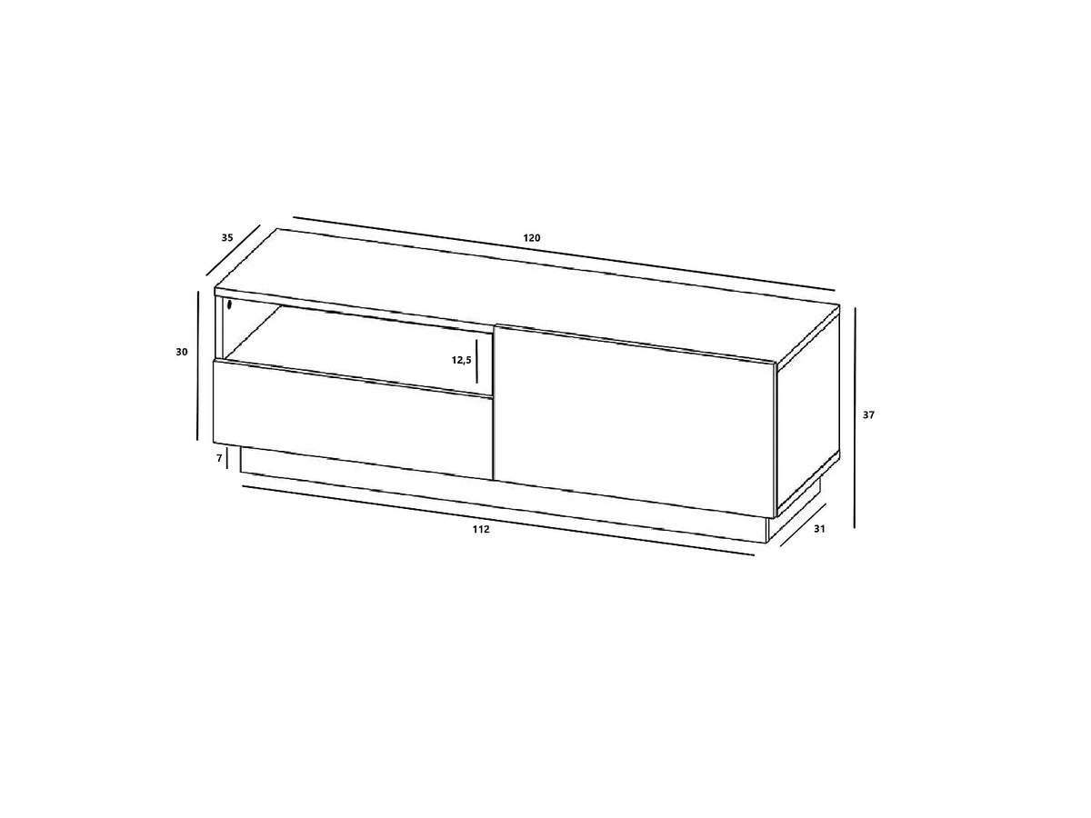 Meuble TV en Bois Blanc 120 cm - ENJOY vue 10