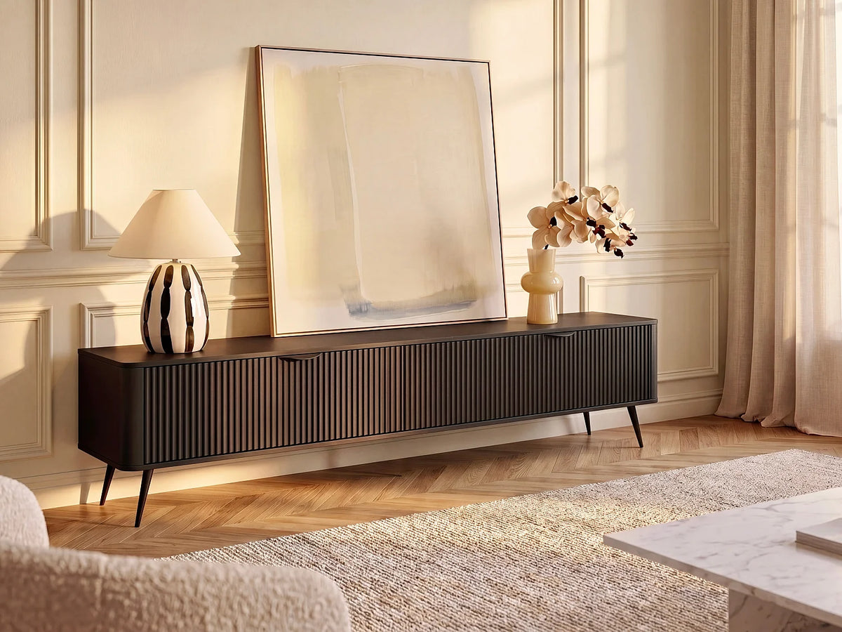 Meuble TV en Bois Noir - ELONARIA