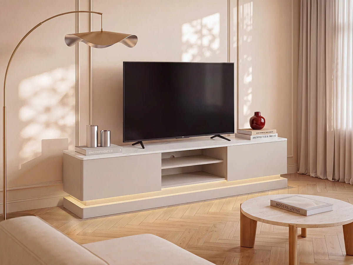 Meuble TV en Bois Blanc - DEVIKA