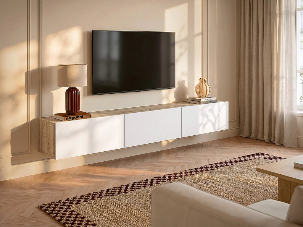 Meuble TV en Bois Blanc 180 cm - VIKILA