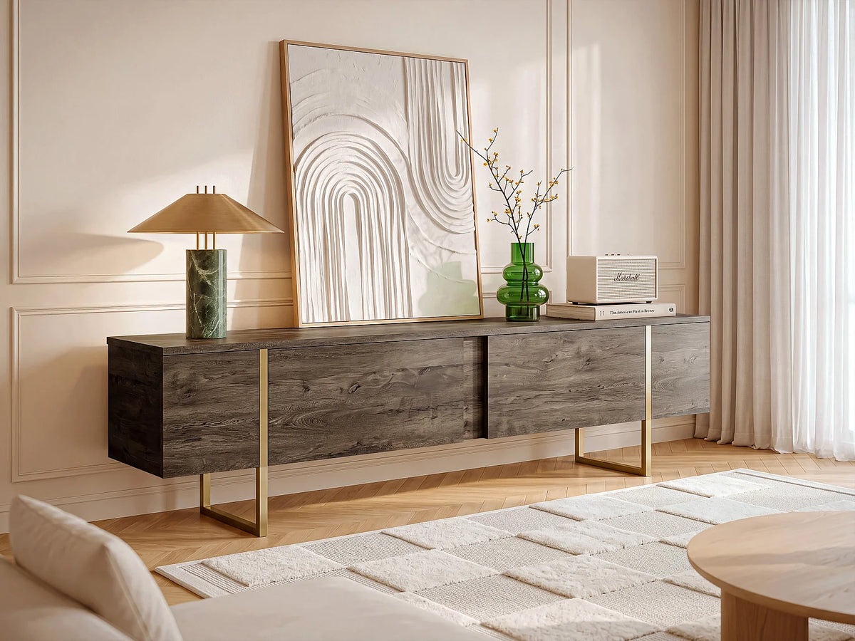 Meuble TV en Bois 180 cm 2 Portes - ZIRELDA