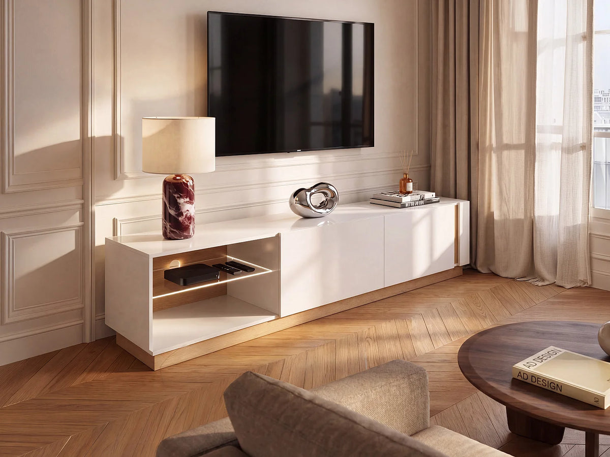 Meuble TV Effet Chêne Blanc - MURARI