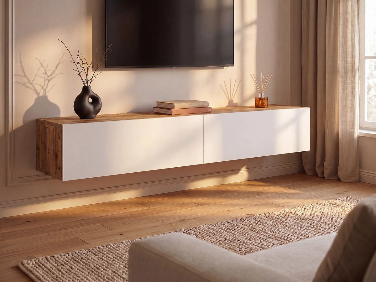 Meuble TV en Bois Blanc - AUBEPINA