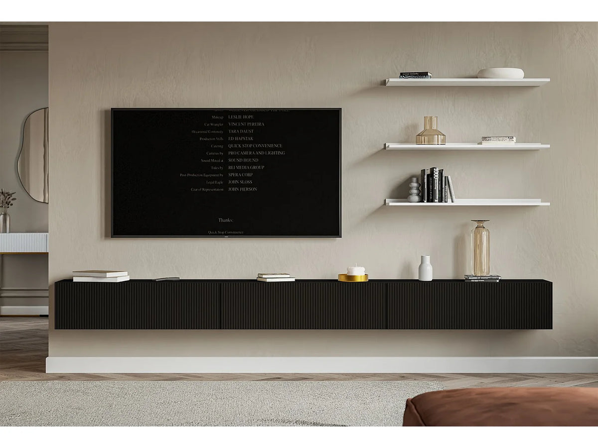 Meuble TV en Bois Noir 32 cm - VELDIO