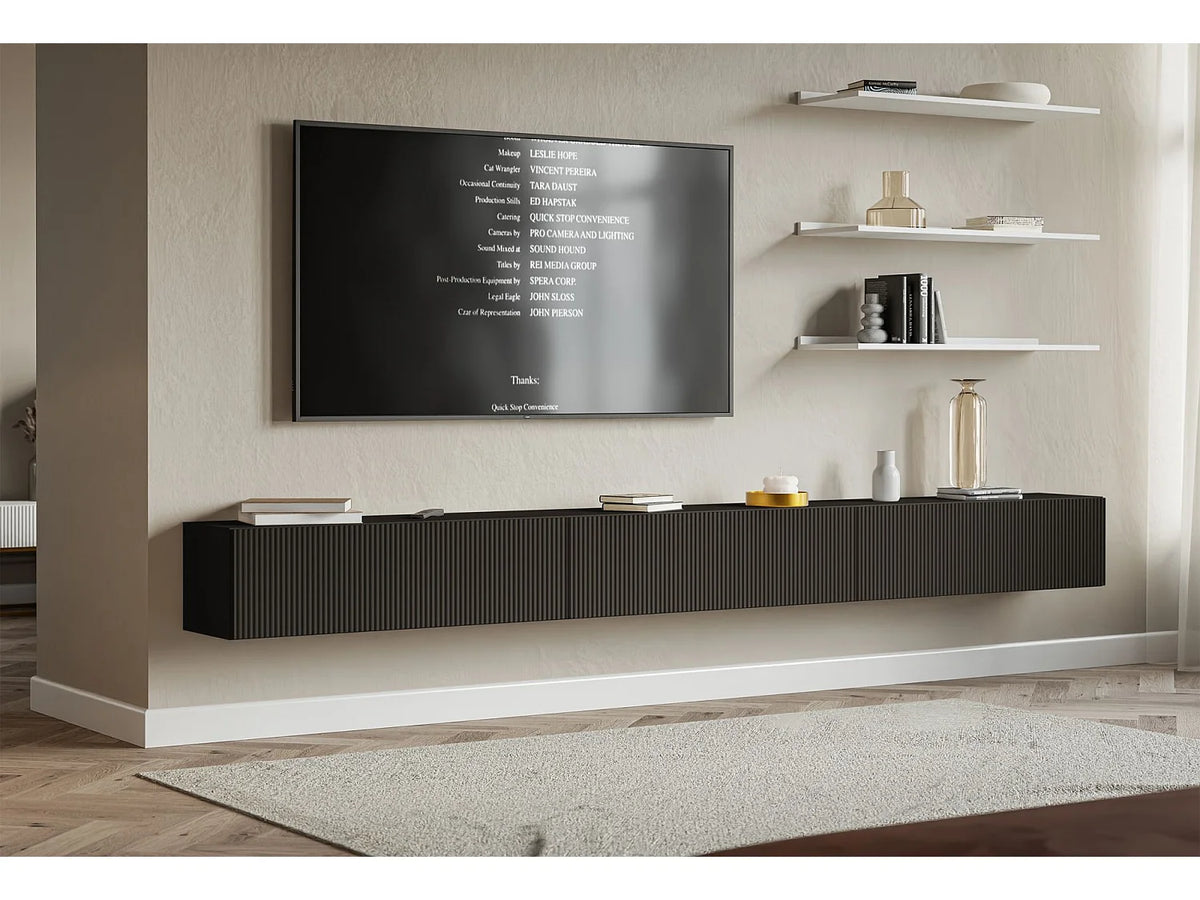 Meuble TV en Bois Noir 32 cm - VELDIO vue 2