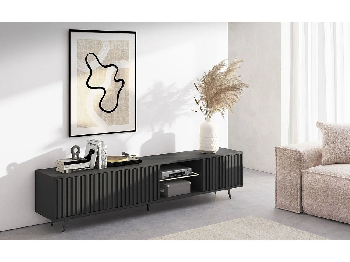 Meuble TV en Bois Noir - BELLO vue 2