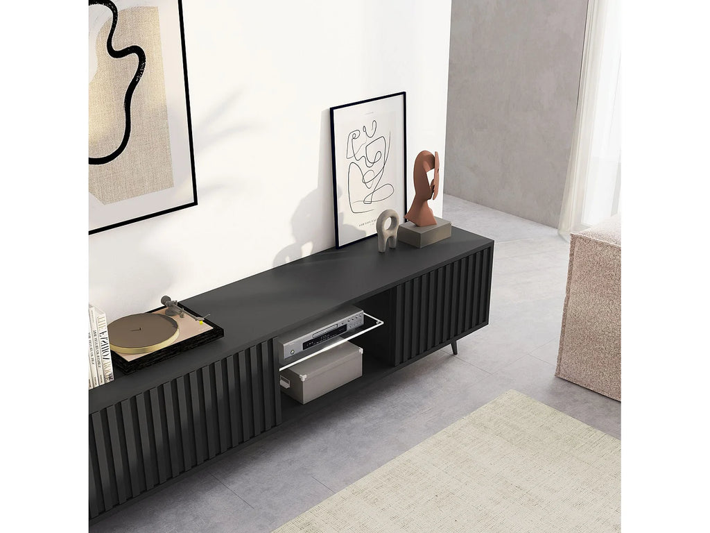 Meuble TV en Bois Noir - BELLO vue 6