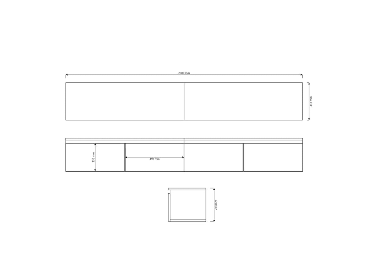 Meuble TV en Bois Blanc 200 cm - BEMMI vue 4