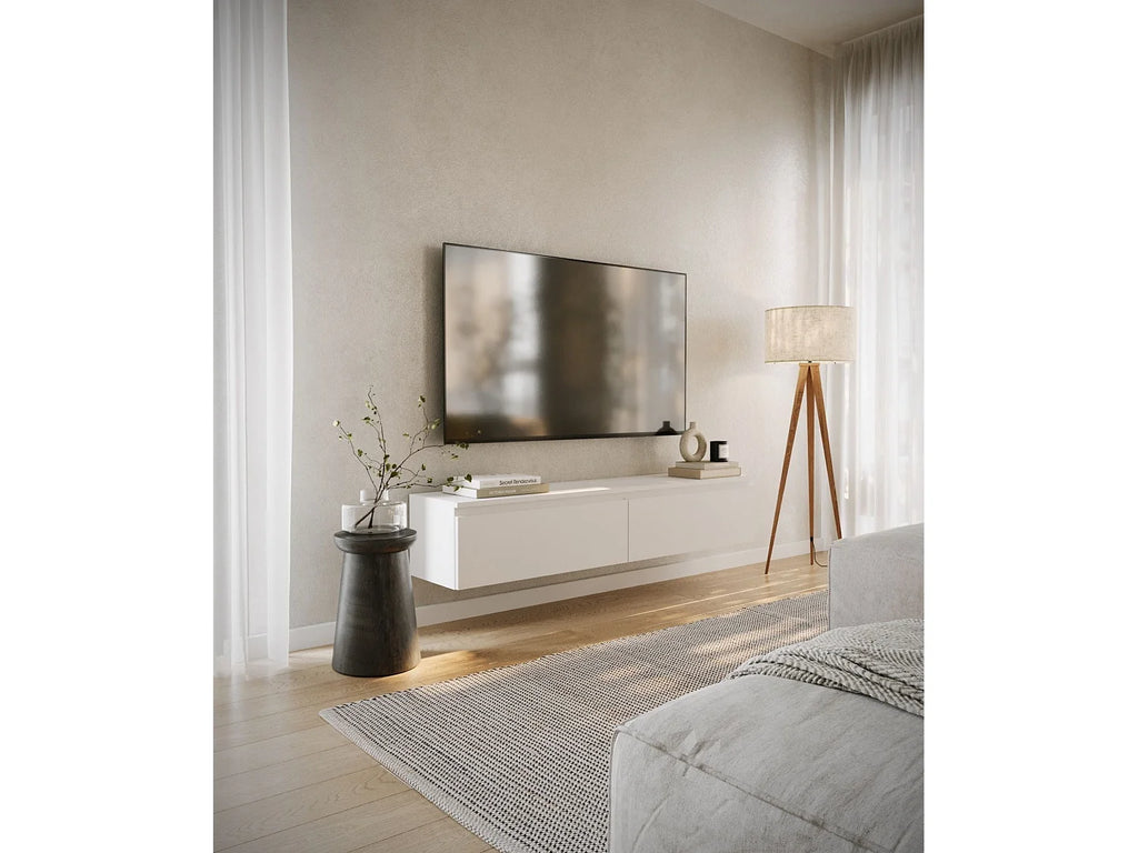 Meuble TV en Bois Blanc 150 cm - BEMMI vue 2