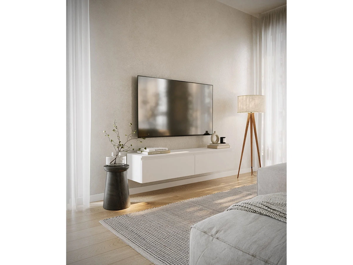 Meuble TV en Bois Blanc 150 cm - BEMMI vue 2