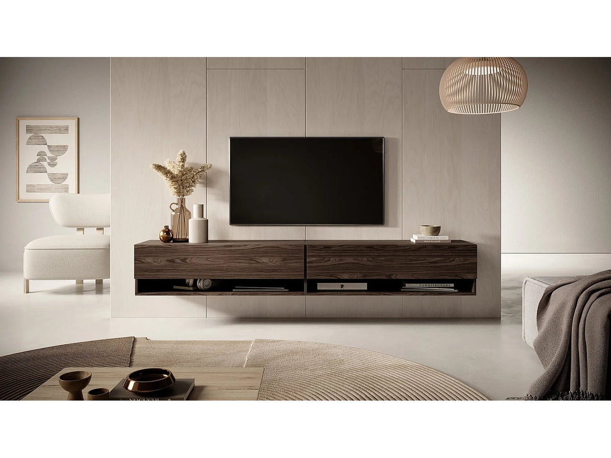 Meuble TV Effet Noyer 200 cm - MIRRGO