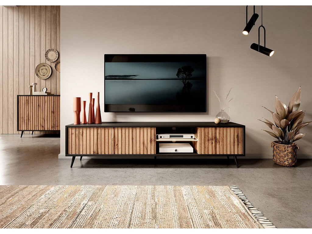 Meuble TV Bas Noir - SELSEY