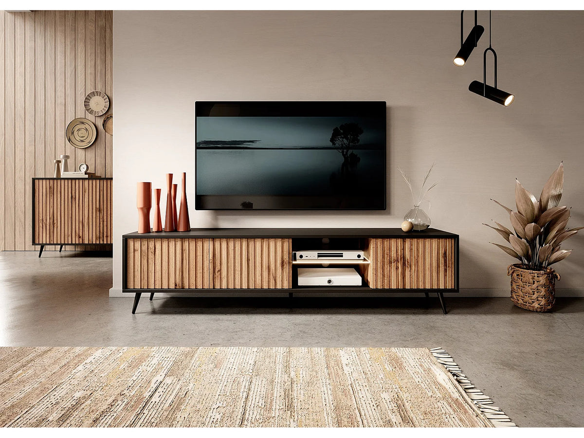 Meuble TV Bas Noir - SELSEY