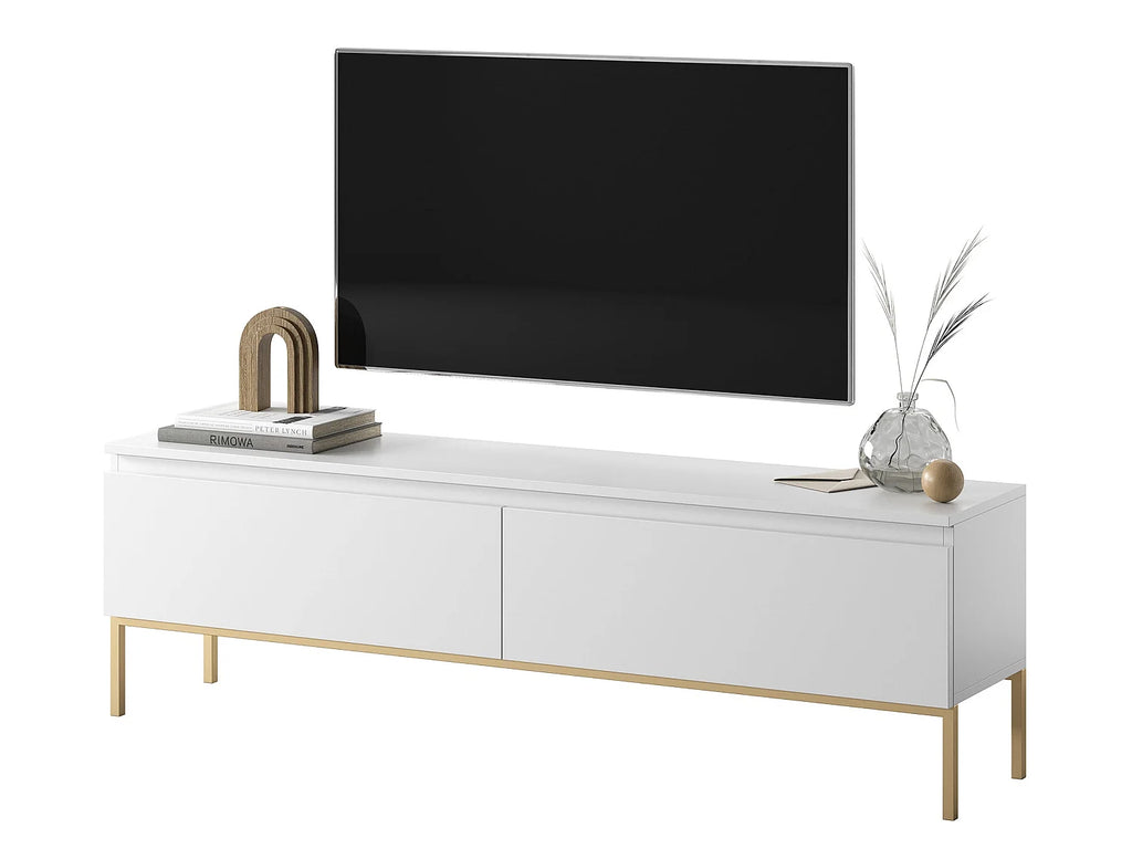 Meuble TV en Bois Blanc 150 cm Doré - BEMMI vue 4