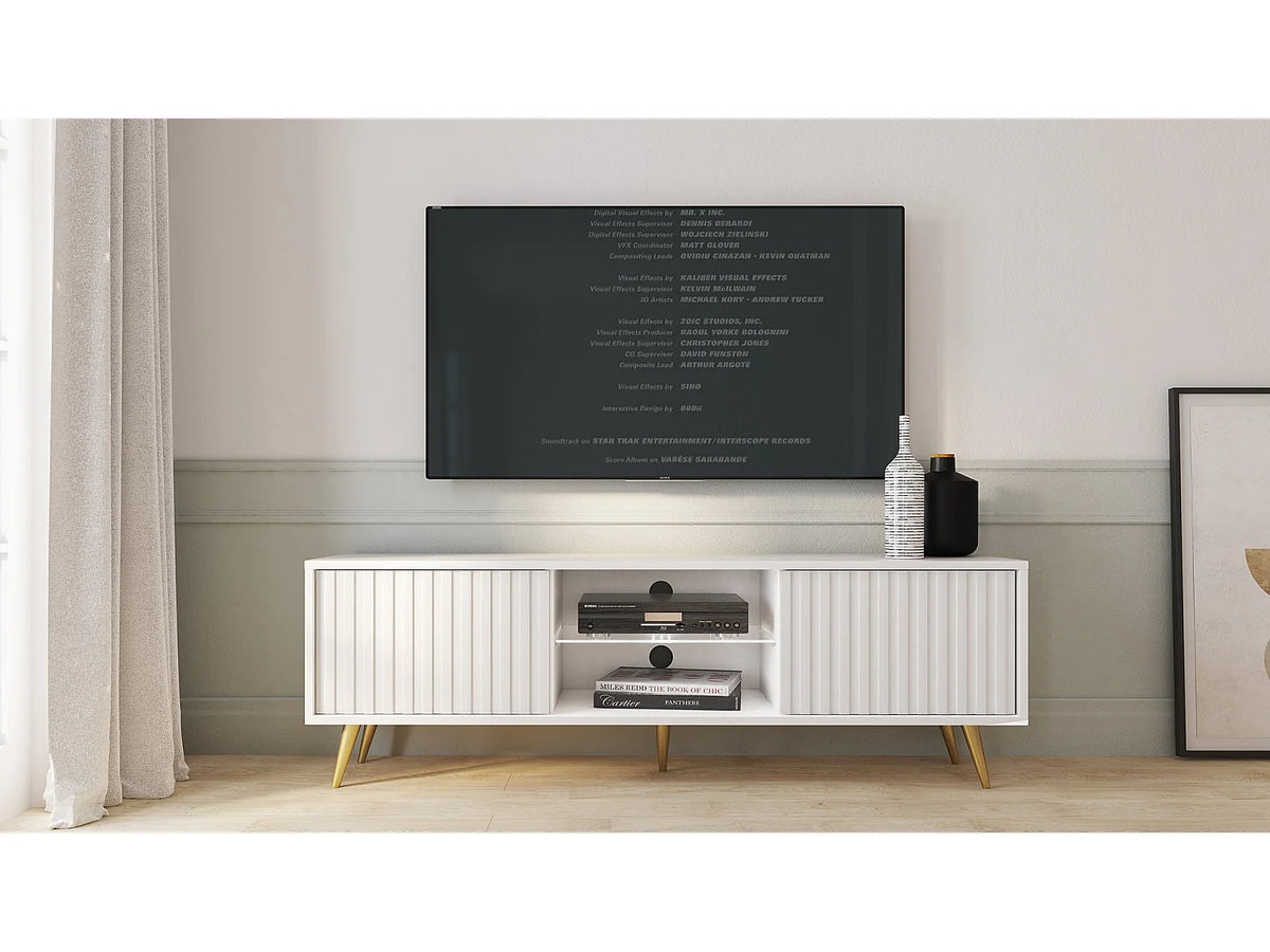 Meuble TV en Bois Blanc 135 cm - SELSEY
