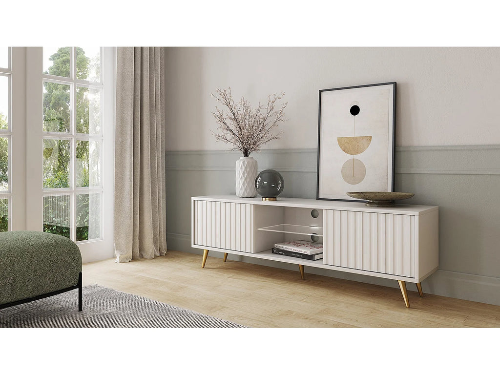 Meuble TV en Bois Blanc 135 cm - SELSEY vue 2