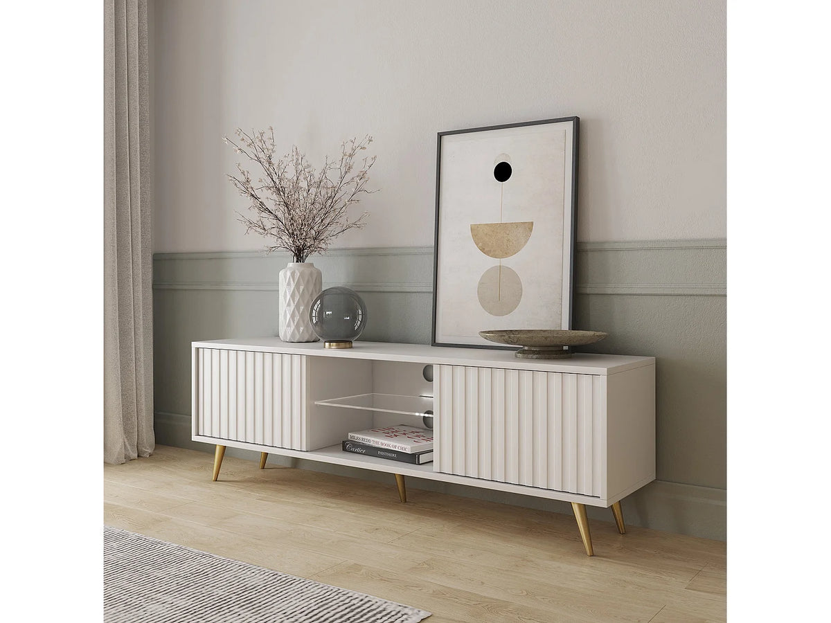 Meuble TV en Bois Blanc 135 cm - SELSEY vue 3
