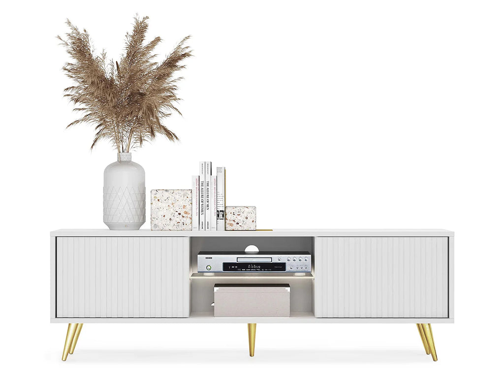 Meuble TV en Bois Blanc 135 cm - SELSEY vue 4