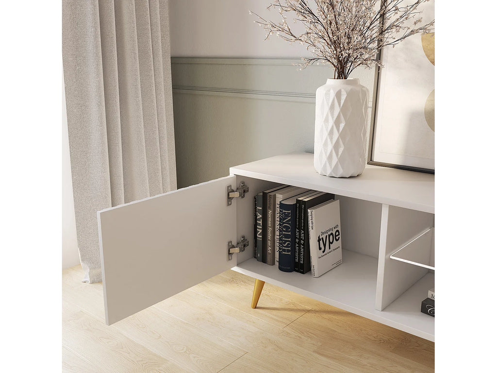 Meuble TV en Bois Blanc 135 cm - SELSEY vue 5