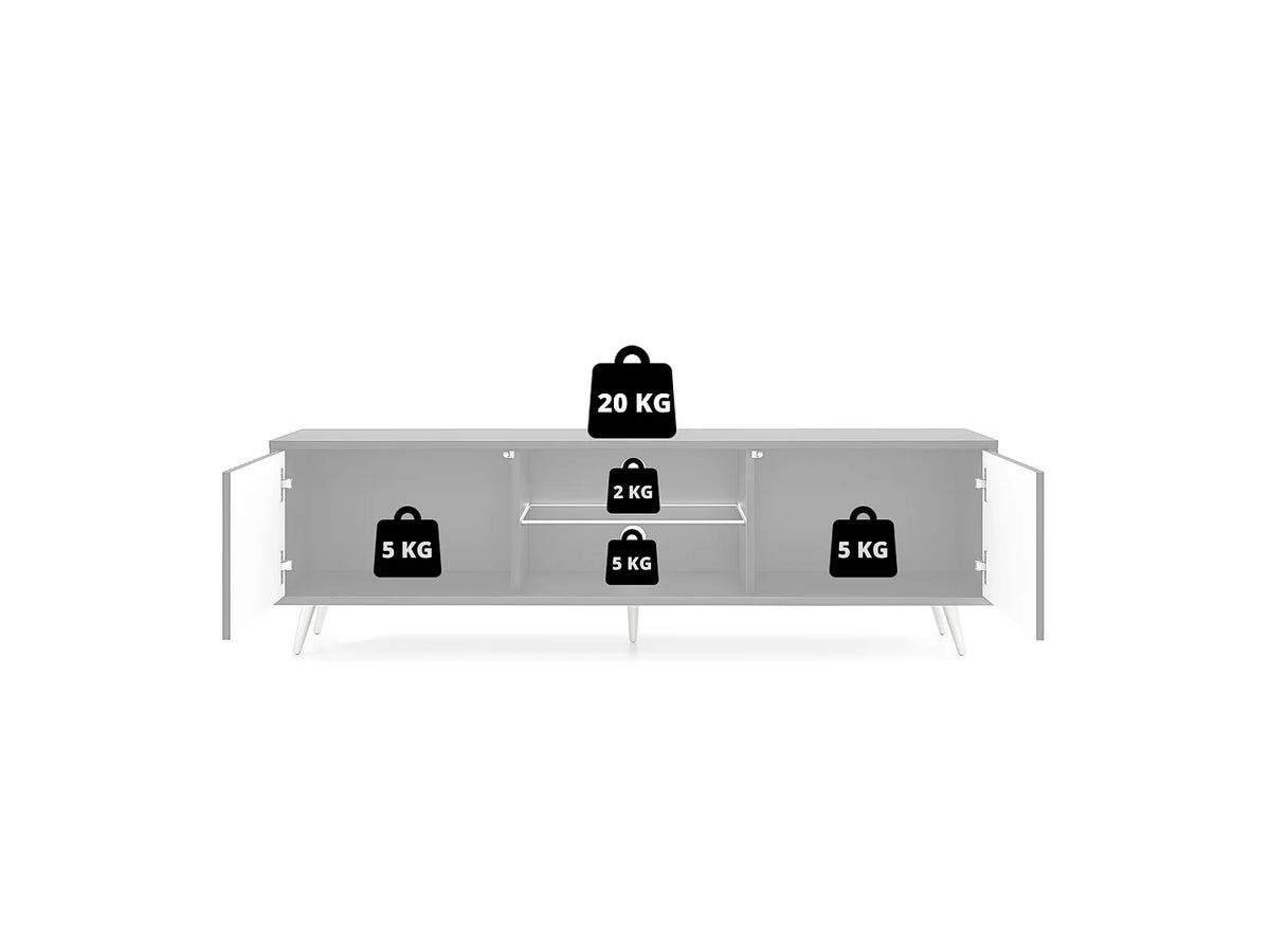 Meuble TV en Bois Blanc 135 cm - SELSEY vue 8