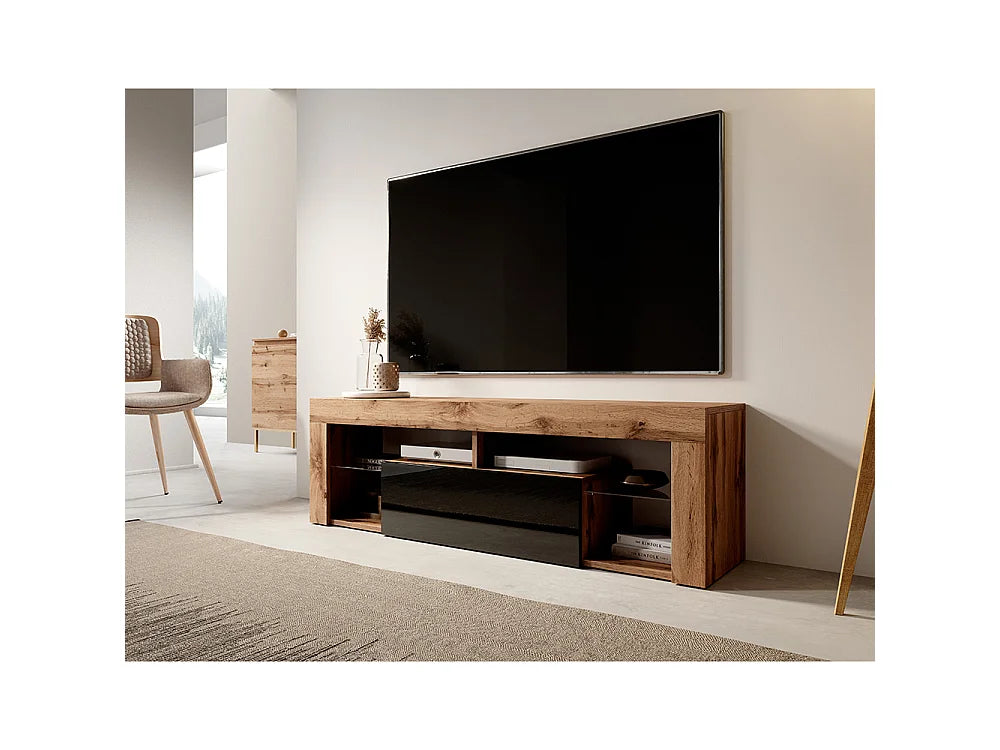 Meuble TV Effet Chêne Noir - BIANKO vue 2