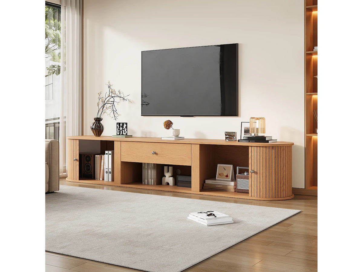 Meuble TV Bas en Bois 180 cm 2 Portes 1 Tiroir - MODERNLUXE vue 2