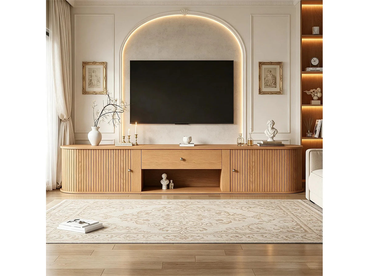 Meuble TV Bas en Bois 180 cm 2 Portes 1 Tiroir - MODERNLUXE vue 3