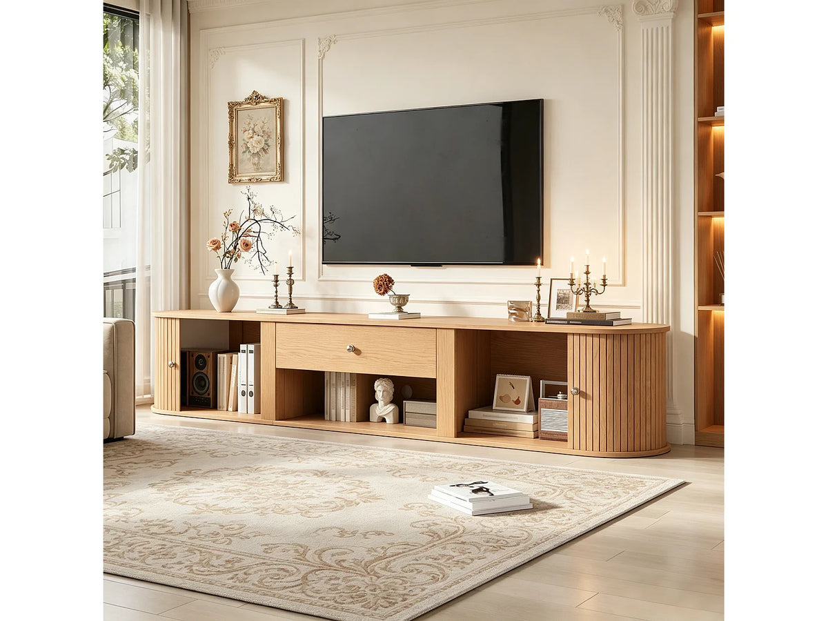 Meuble TV Bas en Bois 180 cm 2 Portes 1 Tiroir - MODERNLUXE vue 4