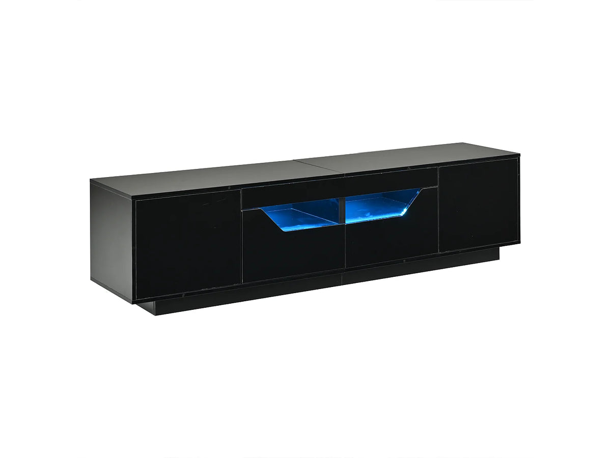 Meuble TV en Bois Noir 180 cm 2 Portes 2 Tiroirs - MODERNLUXE vue 7