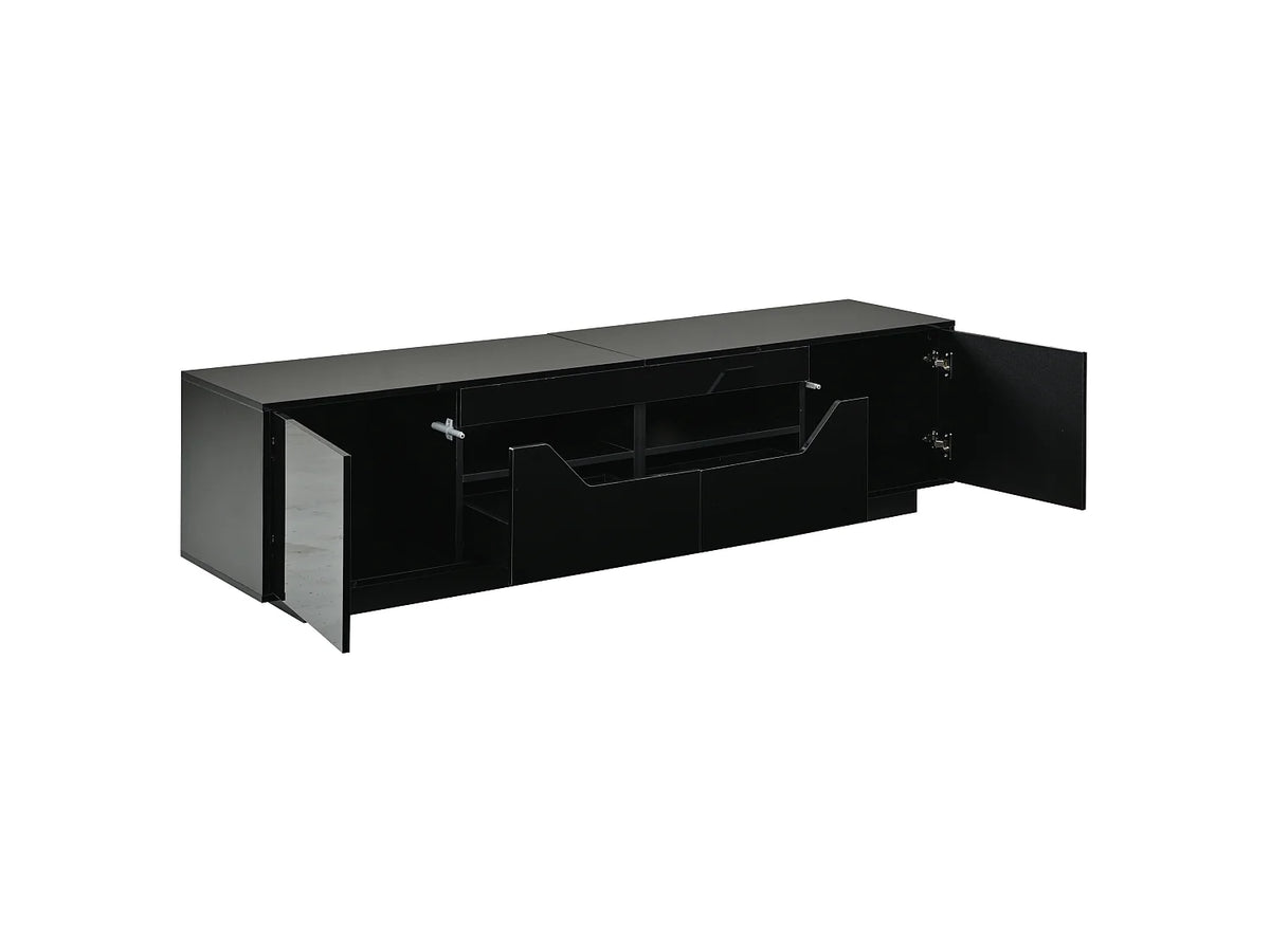 Meuble TV en Bois Noir 180 cm 2 Portes 2 Tiroirs - MODERNLUXE vue 8