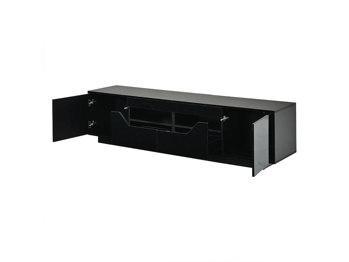 Meuble TV en Bois Noir 180 cm 2 Portes 2 Tiroirs - MODERNLUXE vue 9