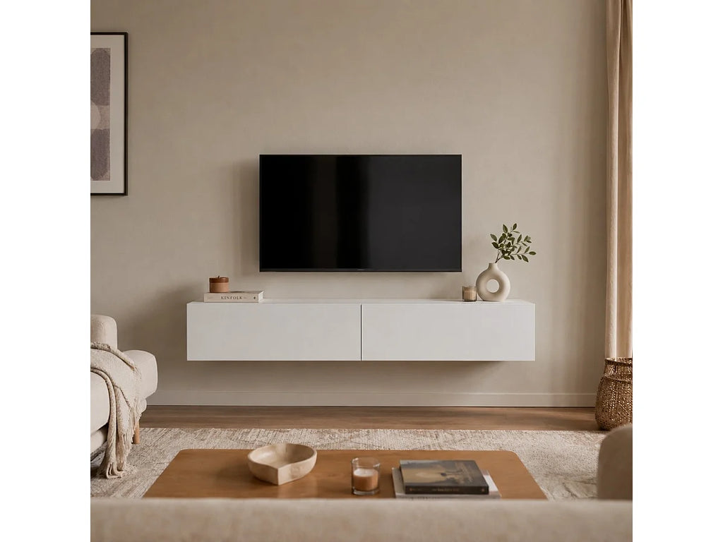 Meuble TV en Bois Blanc - CALICOSY