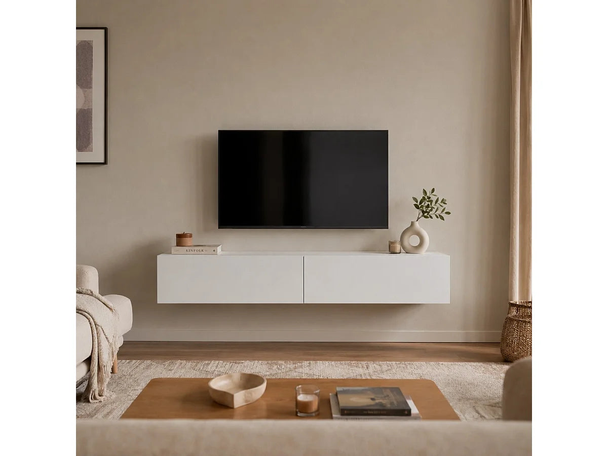 Meuble TV en Bois Blanc - CALICOSY