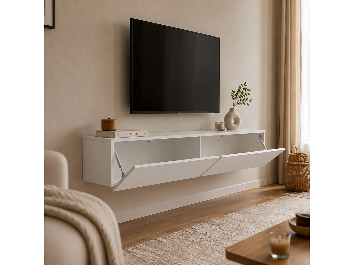 Meuble TV en Bois Blanc - CALICOSY vue 4