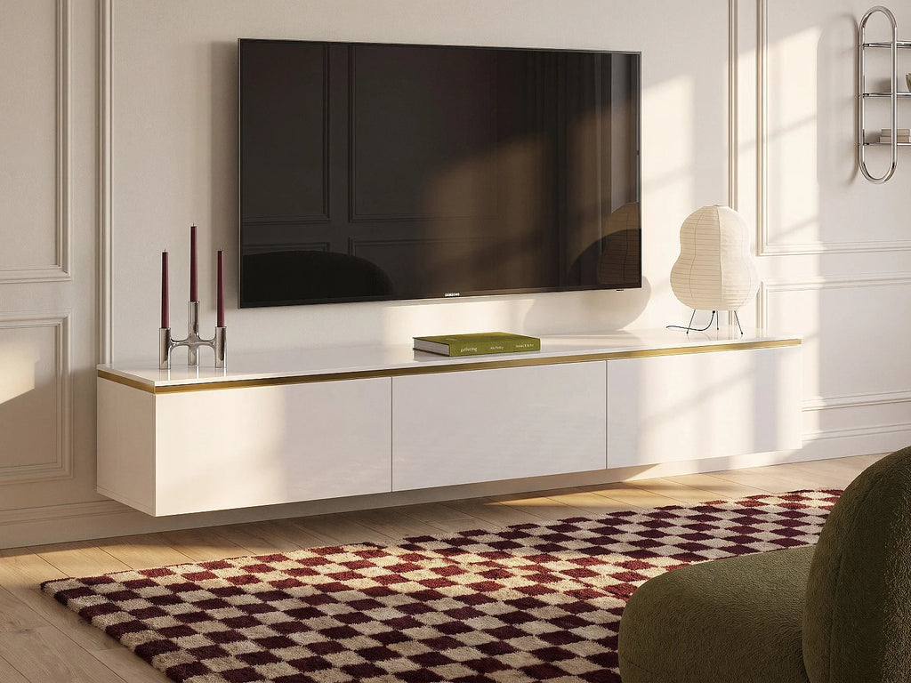 Meuble TV Suspendu Blanc - VUKIA